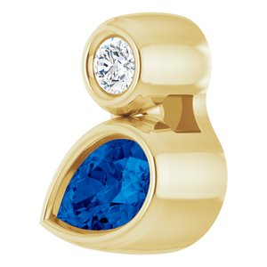 14K Yellow Gold 5x3 mm Pear Natural Blue Sapphire & .03 CT Natural Diamond Pendant