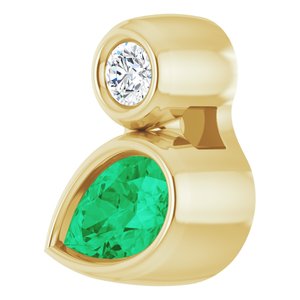 14K Yellow Gold 5x3 mm Pear Natural Emerald & .03 CT Natural Diamond Pendant