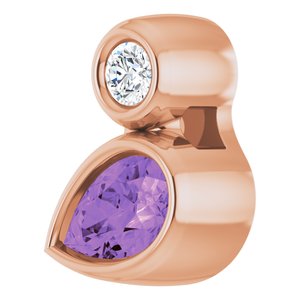 14K Rose Gold 5x3 mm Pear Natural Amethyst & .03 CT Natural Diamond Pendant
