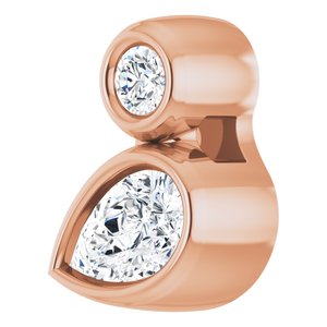 14K Rose Gold 5x3 mm Pear Natural White Sapphire & .03 CT Natural Diamond Pendant