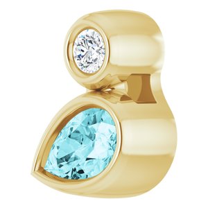 14K Yellow Gold 5x3 mm Pear Natural Blue Zircon & .03 CT Natural Diamond Pendant