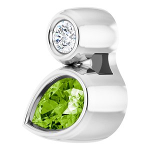 Platinum 5x3 mm Pear Natural Peridot & .03 CT Natural Diamond Pendant
