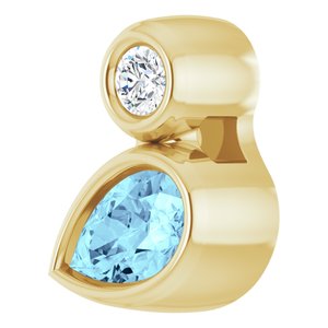 14K Yellow Gold 5x3 mm Pear Natural Aquamarine & .03 CT Natural Diamond Pendant