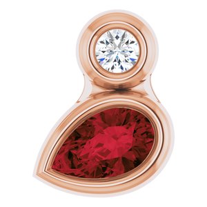 14K Rose Gold 5x3 mm Pear Natural Mozambique Garnet & .03 CT Natural Diamond Pendant