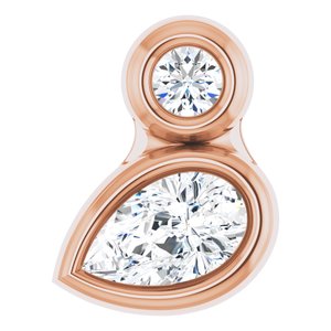 14K Rose Gold 5x3 mm Pear Natural White Sapphire & .03 CT Natural Diamond Pendant