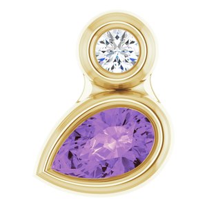 14K Yellow Gold 5x3 mm Pear Natural Amethyst & .03 CT Natural Diamond Pendant