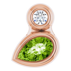14K Rose Gold 5x3 mm Pear Natural Peridot & .03 CT Natural Diamond Pendant