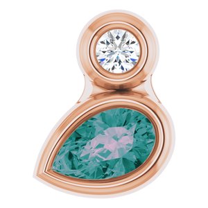 14K Rose Gold 5x3 mm Pear Lab-Grown Alexandrite & .03 CT Natural Diamond Pendant