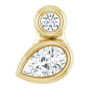 14K Yellow Gold 5x3 mm Pear Natural White Sapphire & .03 CT Natural Diamond Pendant