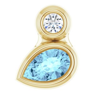 14K Yellow Gold 5x3 mm Pear Natural Aquamarine & .03 CT Natural Diamond Pendant