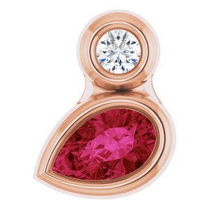 14K Rose Gold 5x3 mm Pear Natural Ruby & .03 CT Natural Diamond Pendant