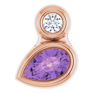 14K Rose Gold 5x3 mm Pear Natural Amethyst & .03 CT Natural Diamond Pendant