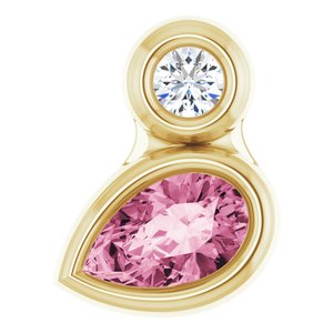 14K Yellow Gold 5x3 mm Pear Natural Pink Tourmaline & .03 CT Natural Diamond Pendant