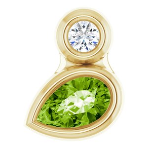 14K Yellow Gold 5x3 mm Pear Natural Peridot & .03 CT Natural Diamond Pendant