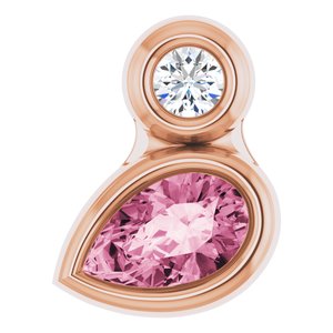 14K Rose Gold 5x3 mm Pear Natural Pink Tourmaline & .03 CT Natural Diamond Pendant