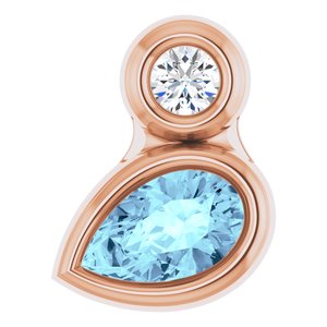 14K Rose Gold 5x3 mm Pear Natural Aquamarine & .03 CT Natural Diamond Pendant