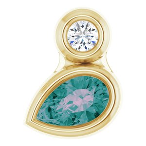 14K Yellow Gold 5x3 mm Pear Lab-Grown Alexandrite & .03 CT Natural Diamond Pendant