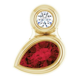 14K Yellow Gold 5x3 mm Pear Natural Mozambique Garnet & .03 CT Natural Diamond Pendant