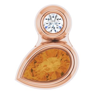 14K Rose Gold 5x3 mm Pear Natural Citrine & .03 CT Natural Diamond Pendant