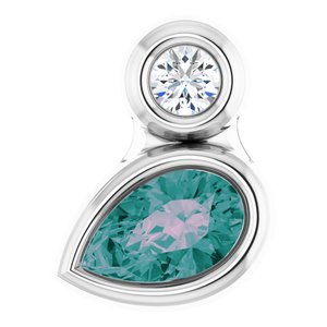 Sterling Silver 5x3 mm Pear Lab-Grown Alexandrite & .03 CT Natural Diamond Pendant