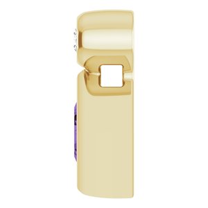14K Yellow Gold 4x4 mm Square Natural Amethyst & .03 CT Natural Diamond Slide Pendant
