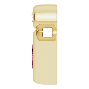 14K Yellow Gold 4x4 mm Square Natural Pink Tourmaline & .03 CT Natural Diamond Pendant