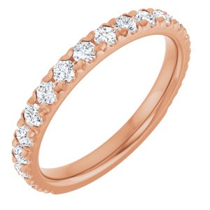 14K Rose Gold 3/4 CTW Natural Diamond French-Set Anniversary Band