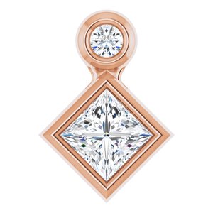 14K Rose Gold 4x4 mm Square Natural White Sapphire & .03 CT Natural Diamond Pendant