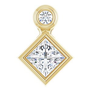 14K Yellow Gold 4x4 mm Square Natural White Sapphire & .03 CT Natural Diamond Pendant