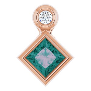 14K Rose Gold 4x4 mm Square Lab-Grown Alexandrite & .03 CT Natural Diamond Pendant