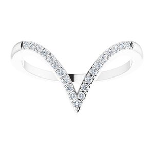 14K White Gold 1/6 CTW Natural Diamond V Ring