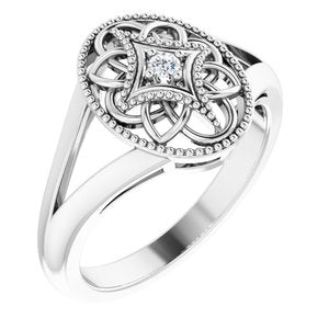 Sterling Silver .025 CT Natural Diamond Ring Size 5
