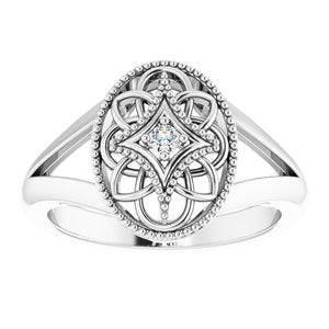 Sterling Silver .025 CT Natural Diamond Ring Size 8