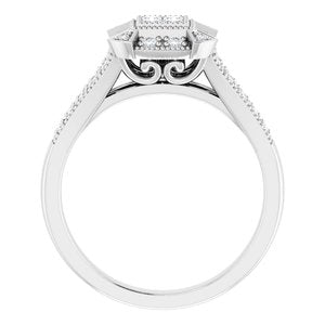 Sterling Silver Cubic Zirconia Halo-Style Illusion Ring Size 6