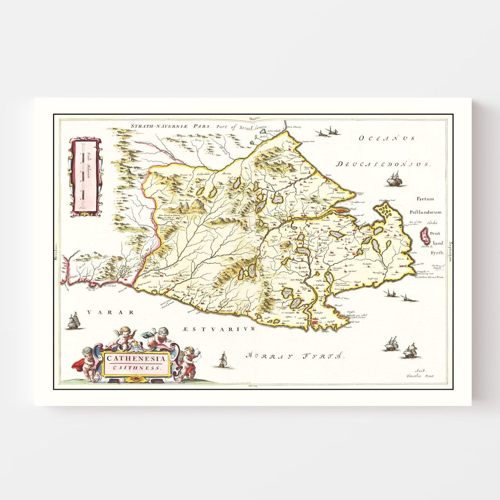 Vintage Map of Caithness, Scotland 1665