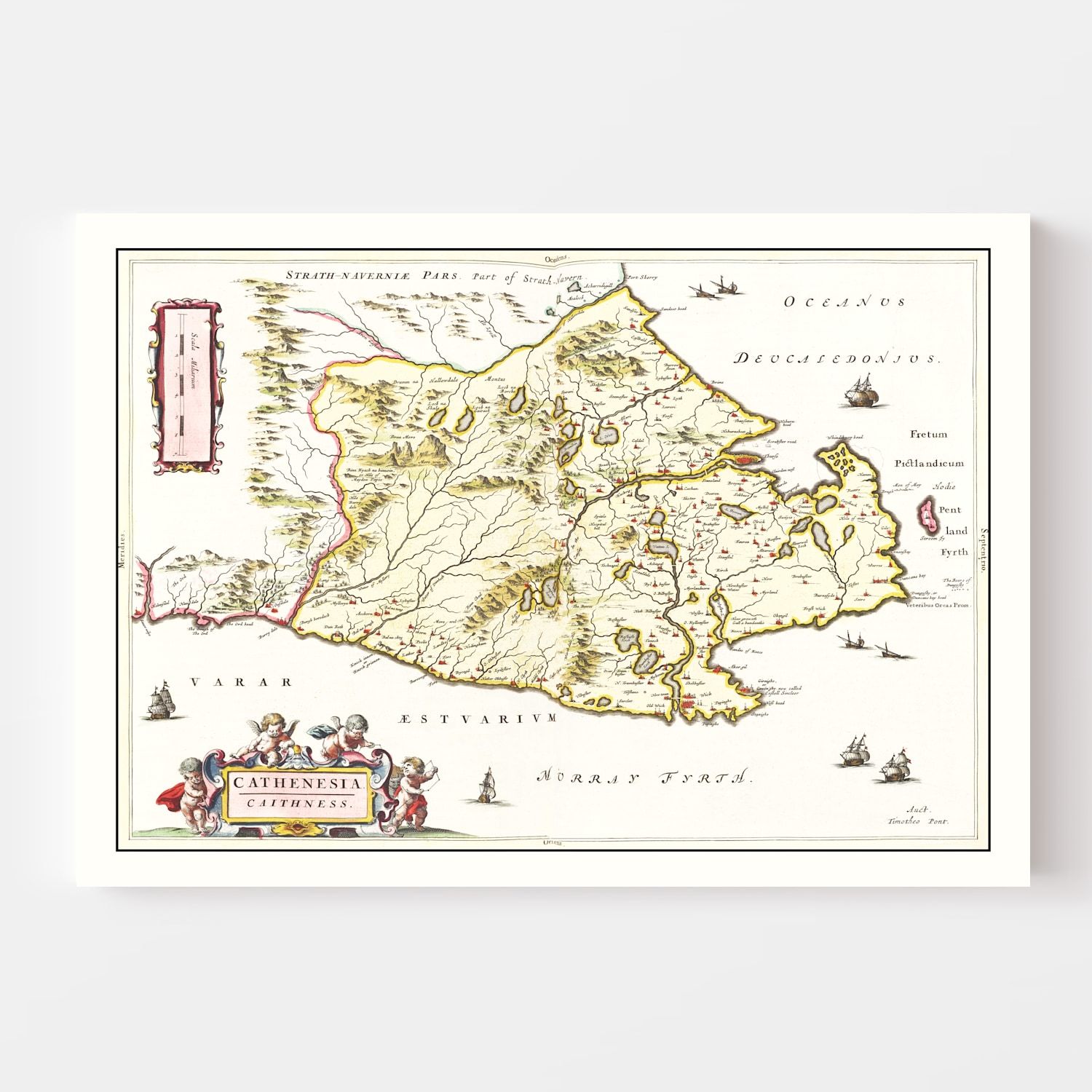 Vintage Map of Caithness, Scotland 1665