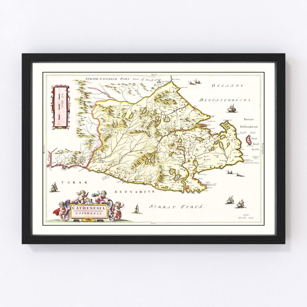 Vintage Map of Caithness, Scotland 1665