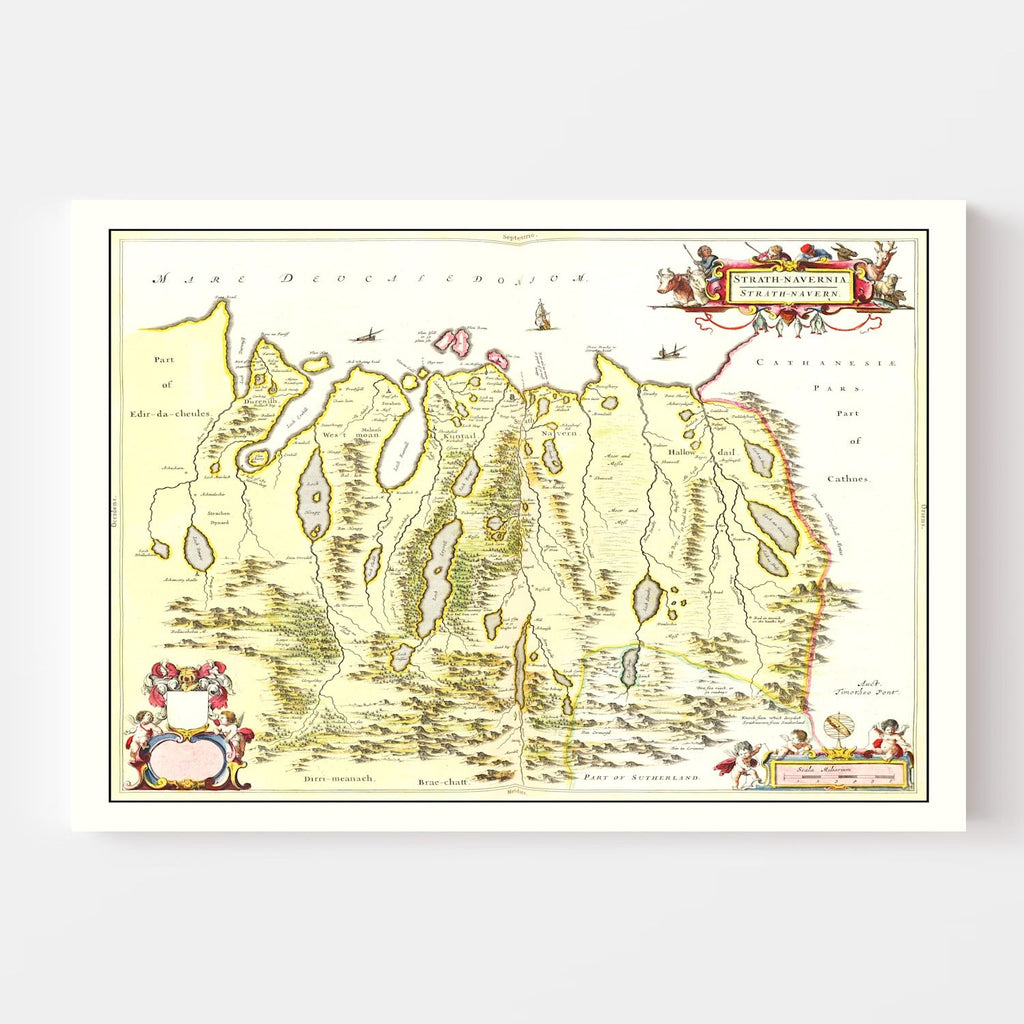 Vintage Map of Strathnaver, Scotland 1665