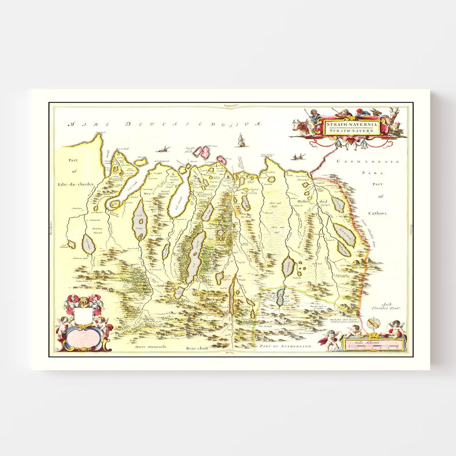 Vintage Map of Strathnaver, Scotland 1665