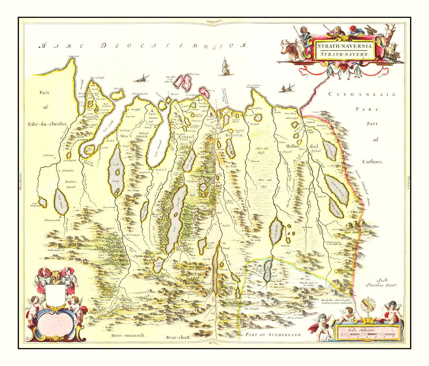 Vintage Map of Strathnaver, Scotland 1665