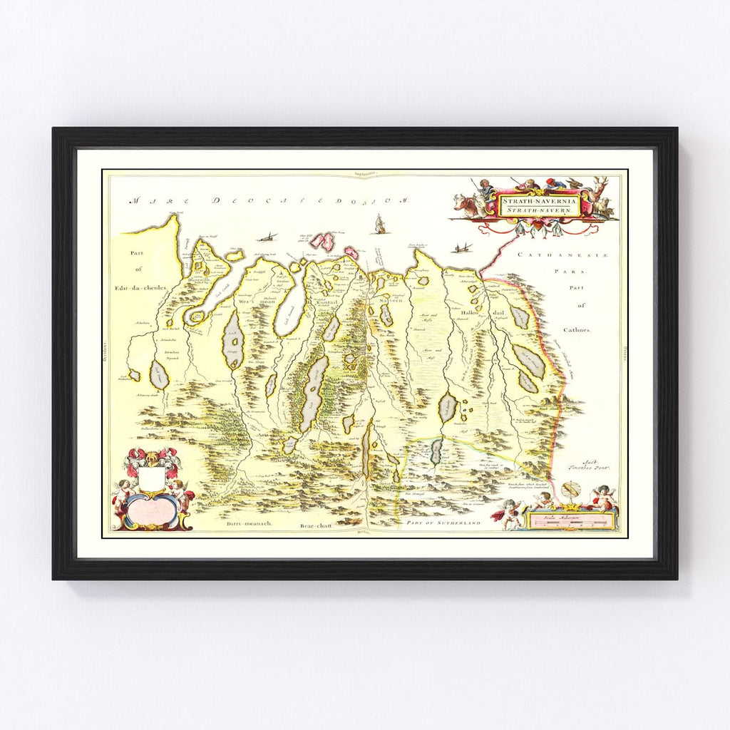 Vintage Map of Strathnaver, Scotland 1665