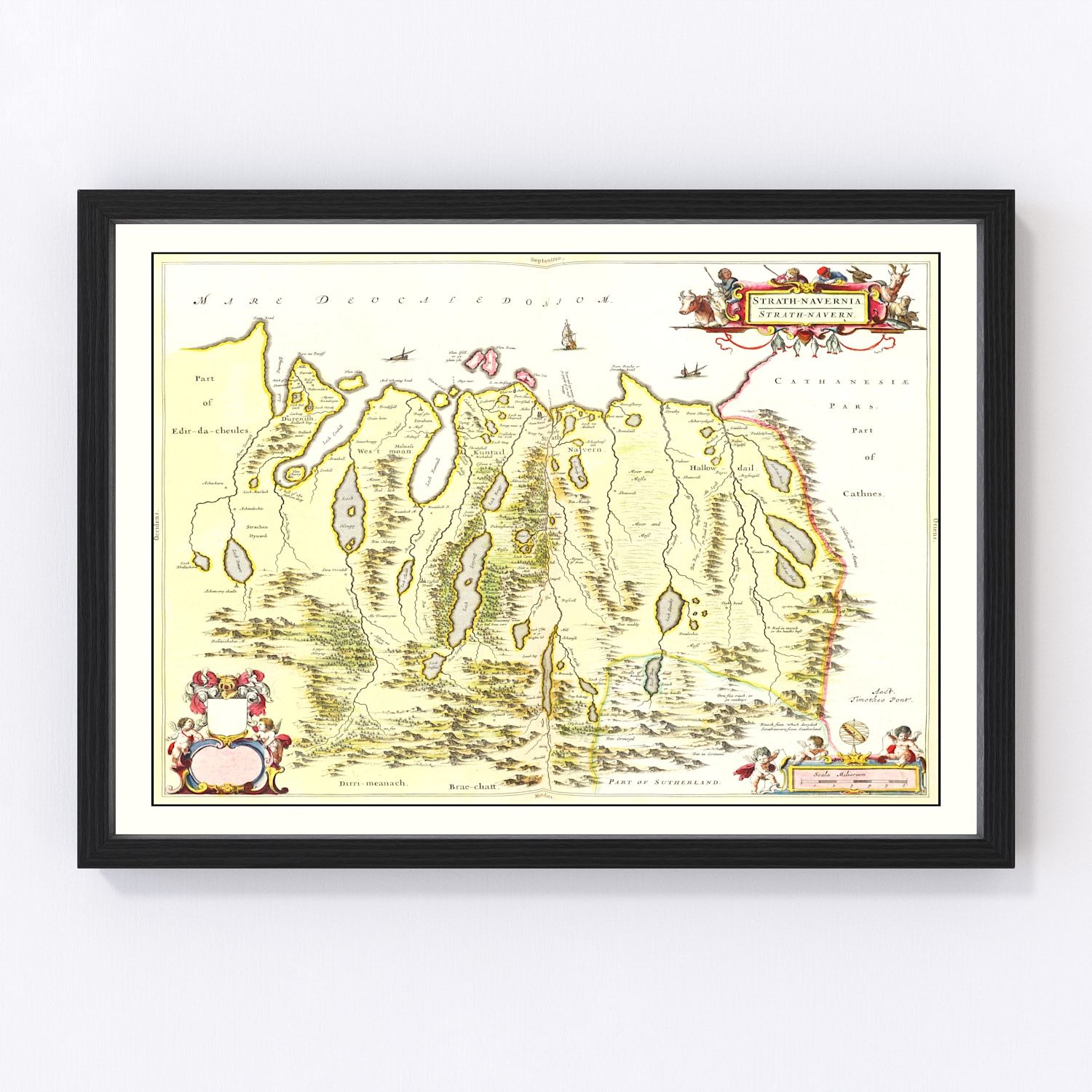 Vintage Map of Strathnaver, Scotland 1665