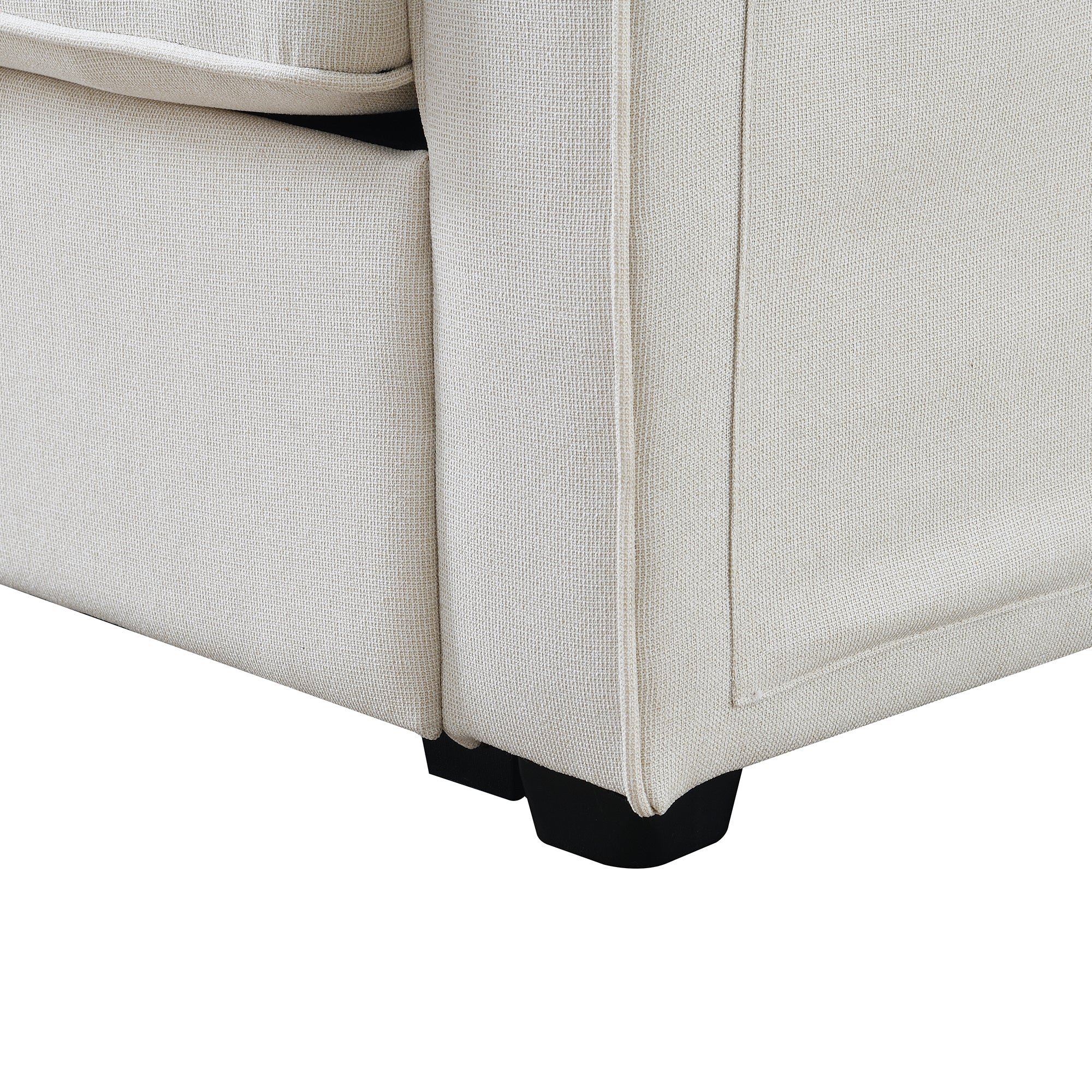 [VIDEO provided] [New] 104' 4-Seater Modern Linen Fabric Sofa with Armrest Pockets and 4 Pillows,Minimalist Style Couch for Living Room, Apartment, Office,3 Colors
