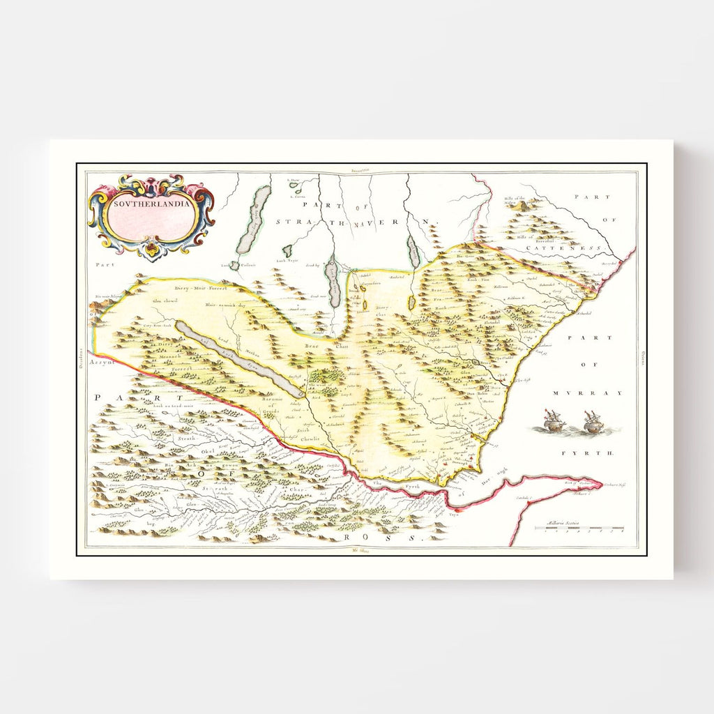 Vintage Map of Sutherland, Scotland 1665