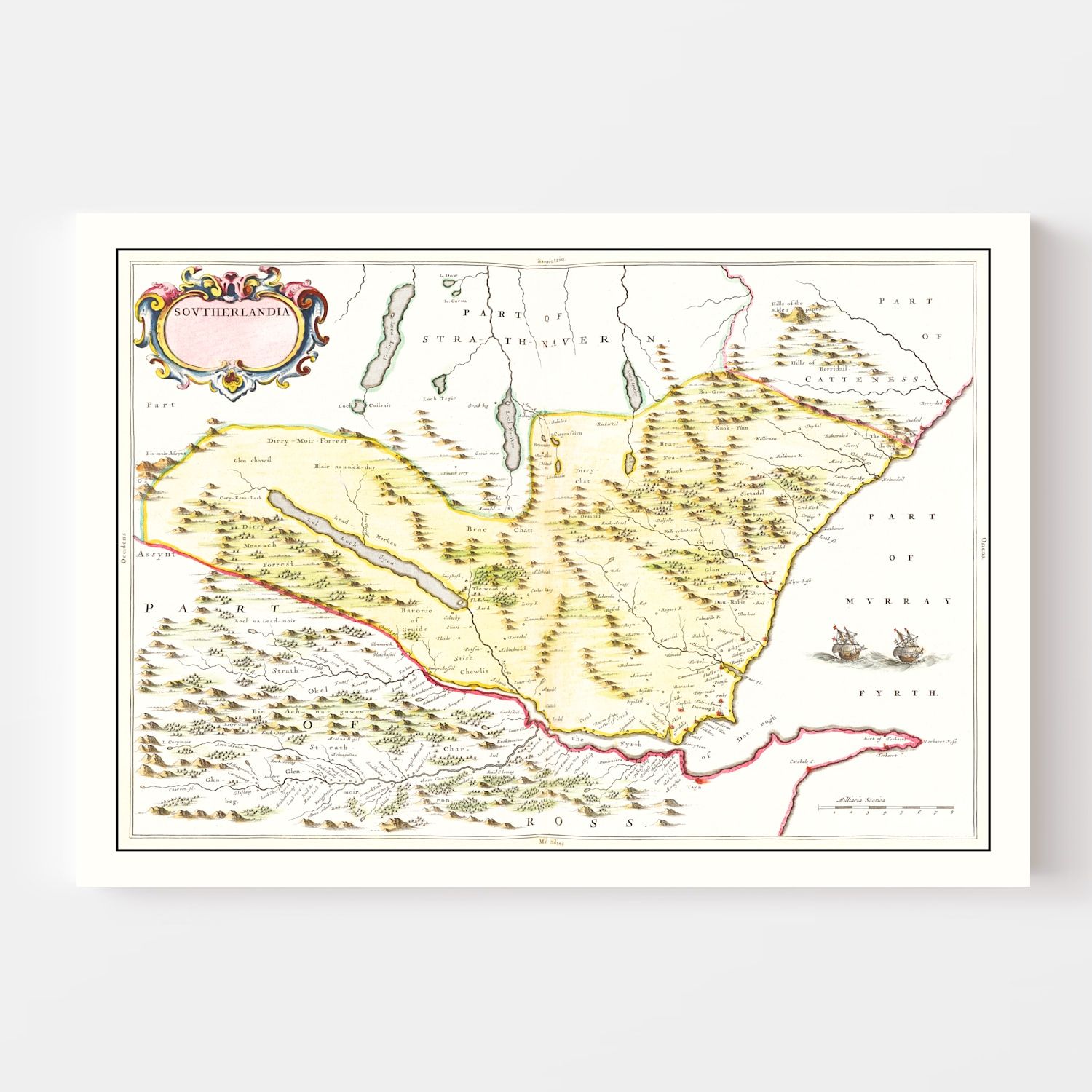 Vintage Map of Sutherland, Scotland 1665