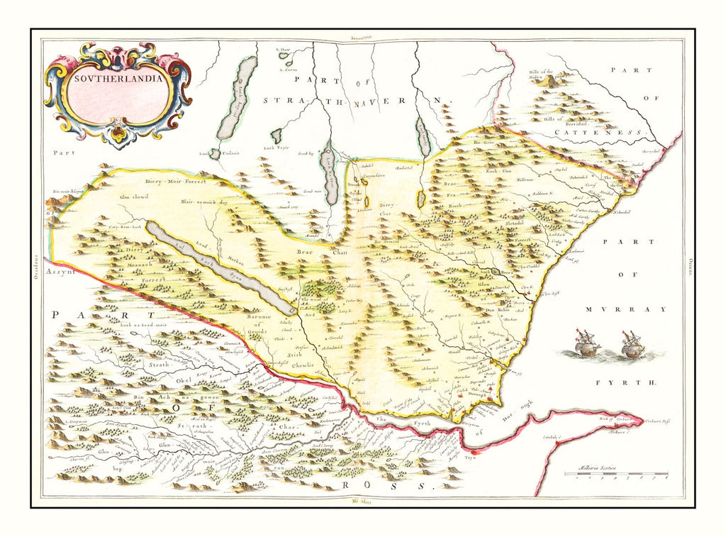 Vintage Map of Sutherland, Scotland 1665