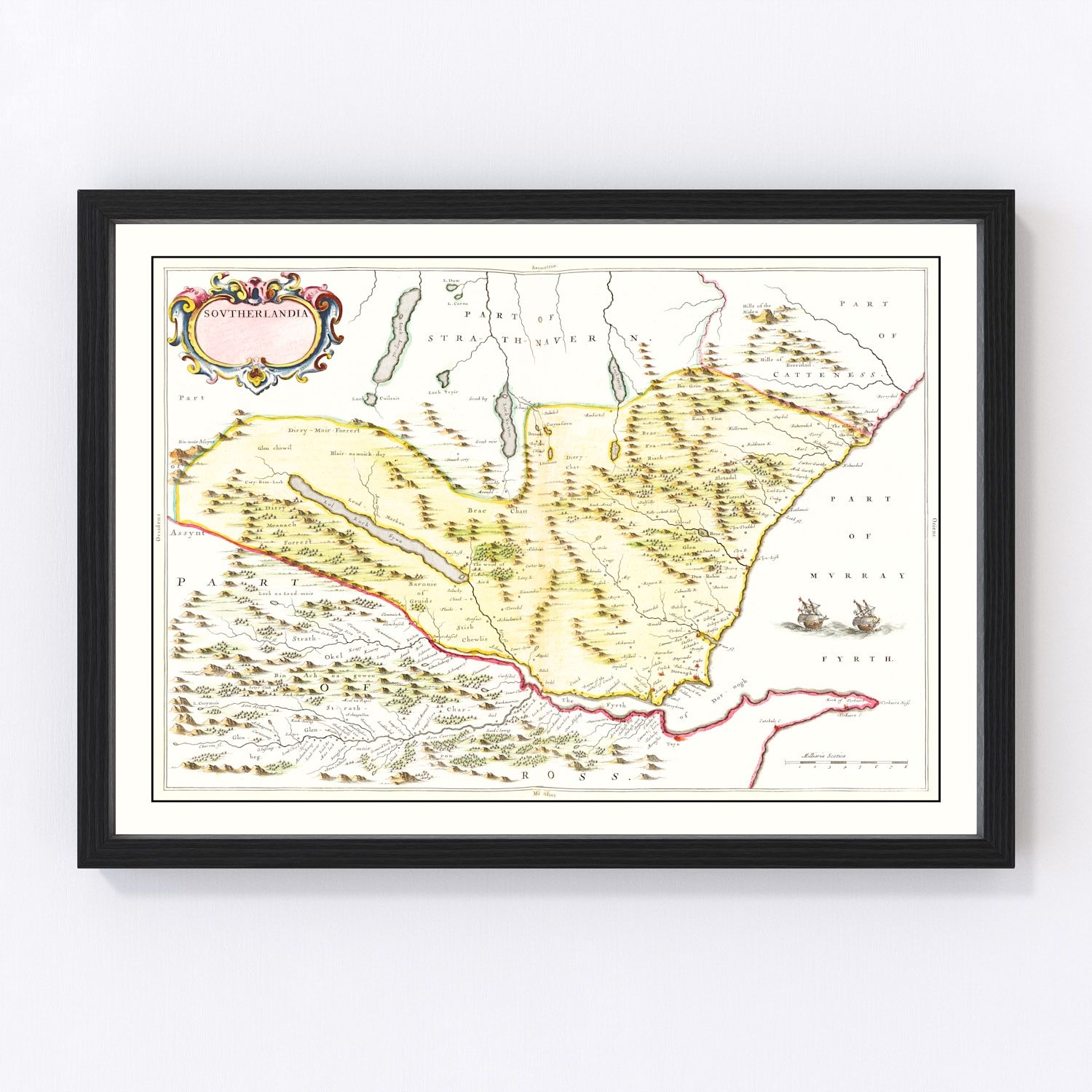 Vintage Map of Sutherland, Scotland 1665