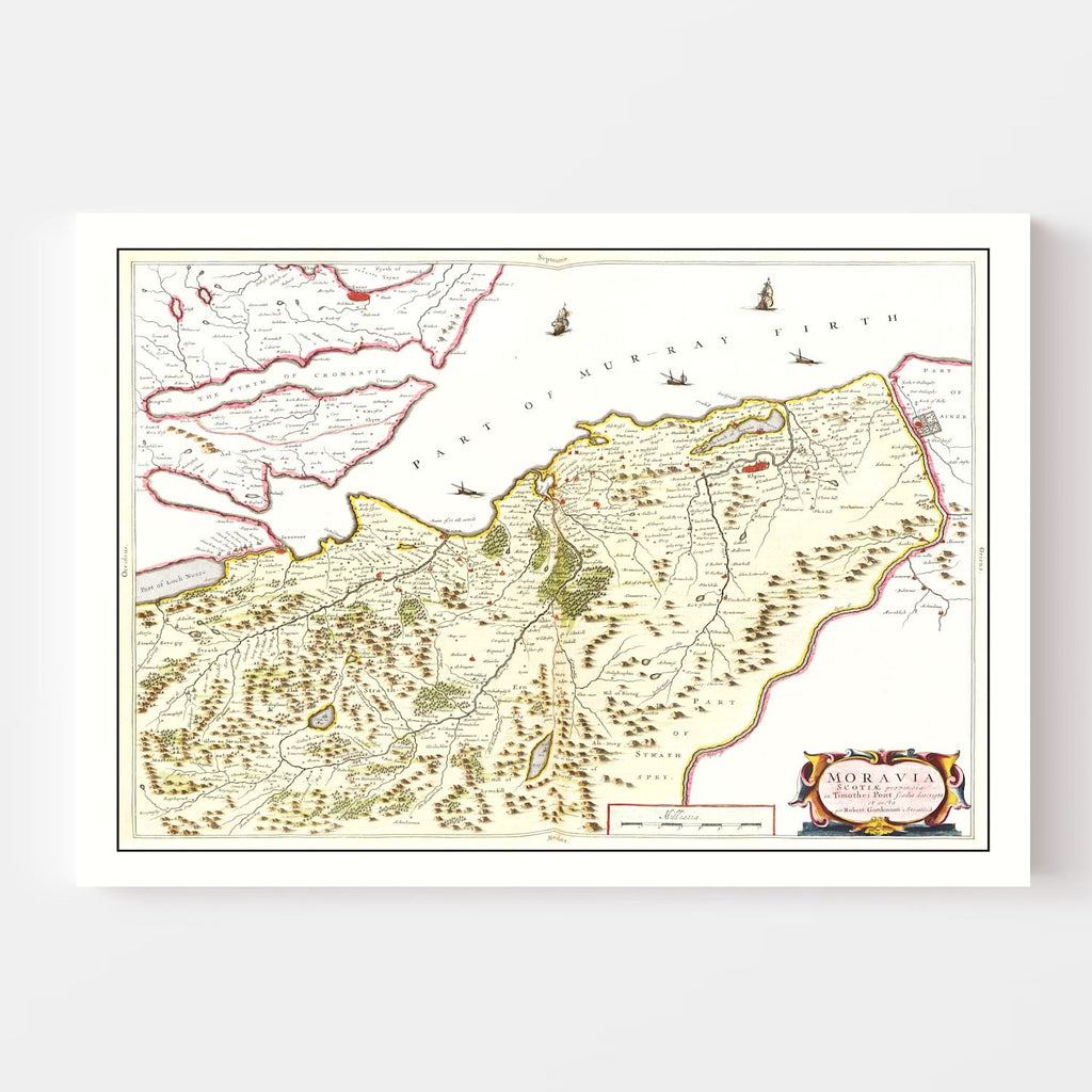 Vintage Map of Moravia, Scotland 1665
