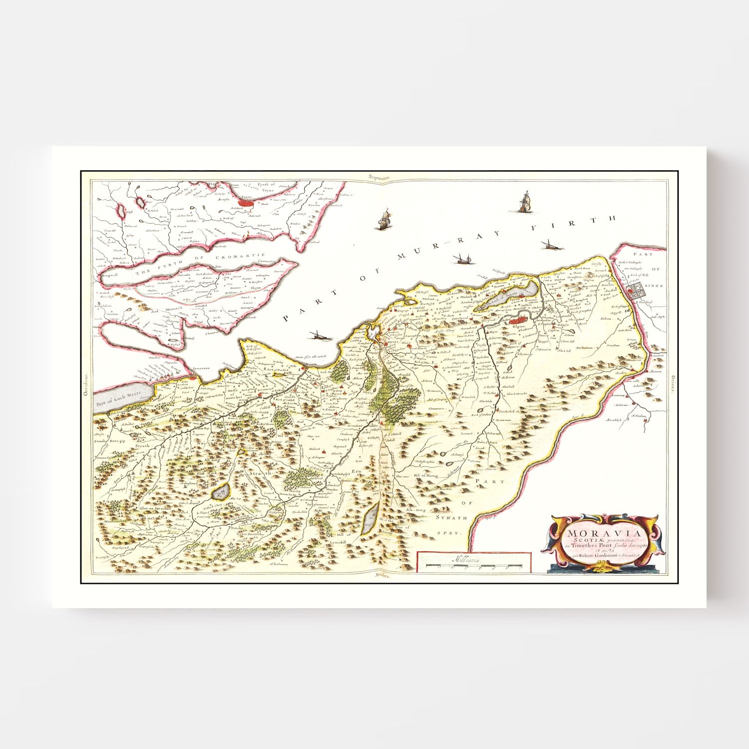 Vintage Map of Moravia, Scotland 1665