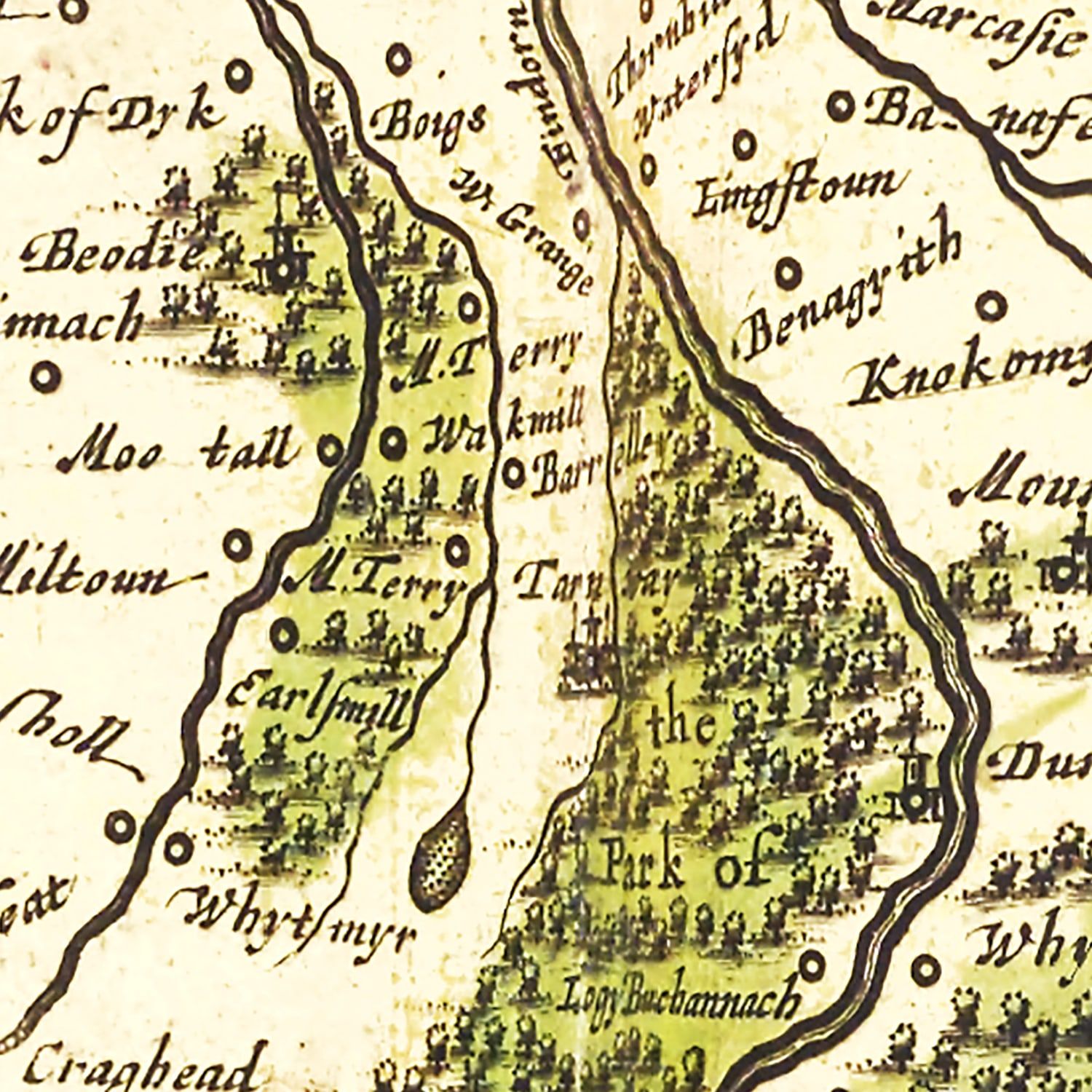 Vintage Map of Moravia, Scotland 1665